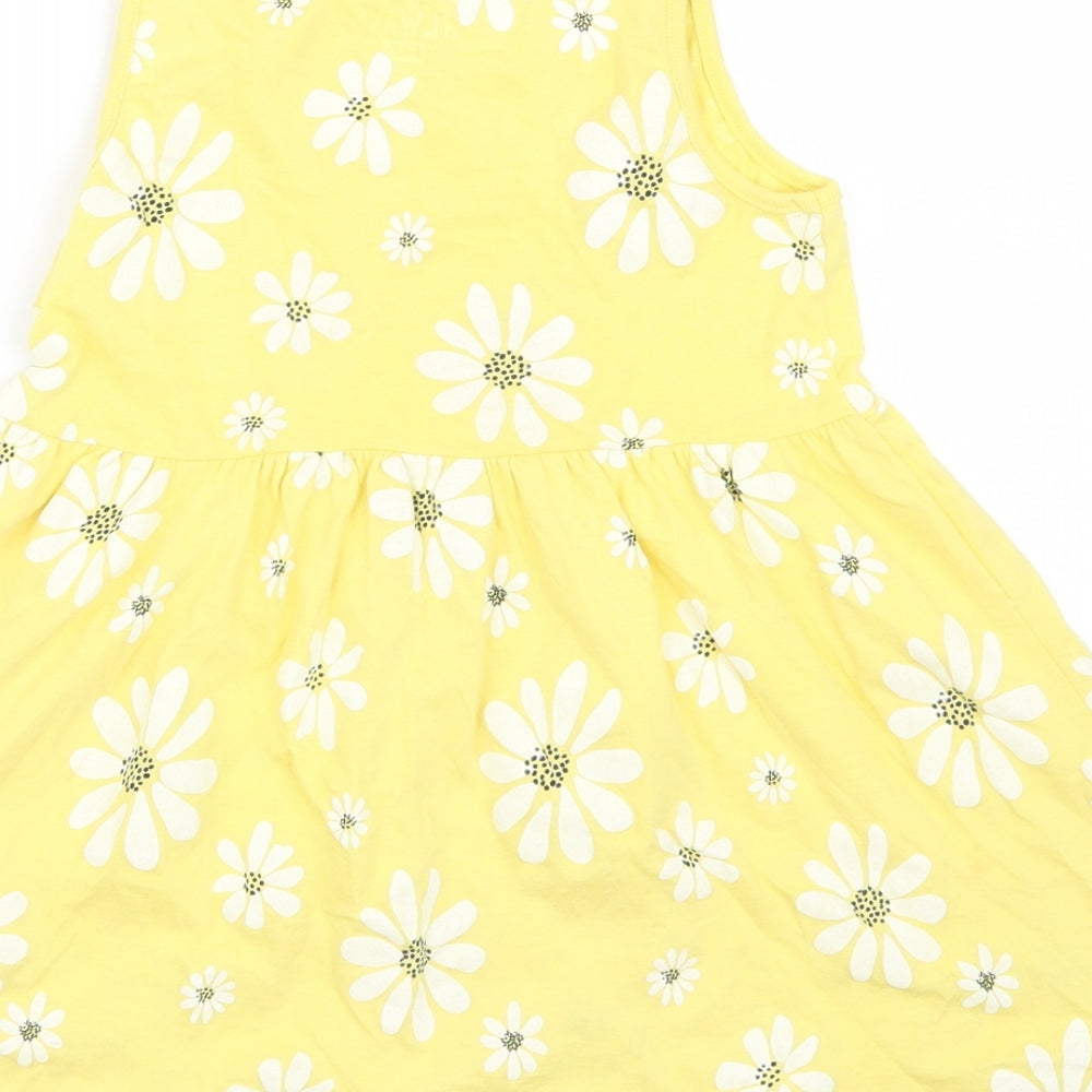 F&F Girls Yellow Floral  Shirt Dress  Size 5-6 Years