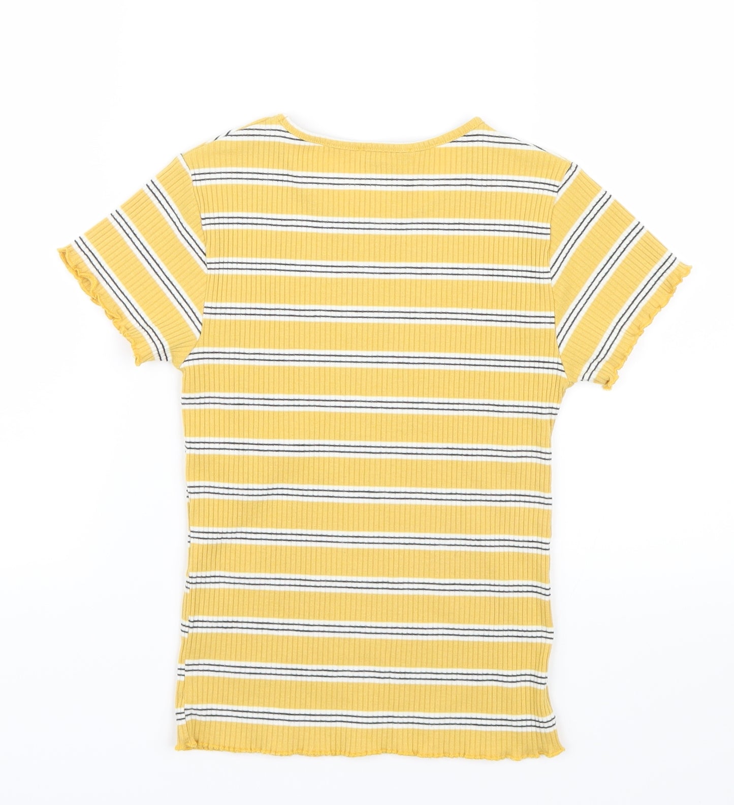 Primark Girls Yellow Striped  Basic T-Shirt Size 10-11 Years