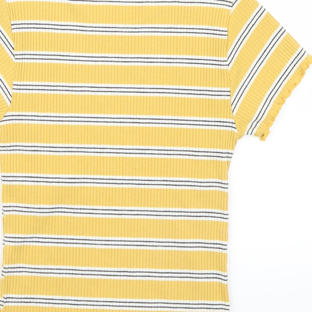 Primark Girls Yellow Striped  Basic T-Shirt Size 10-11 Years