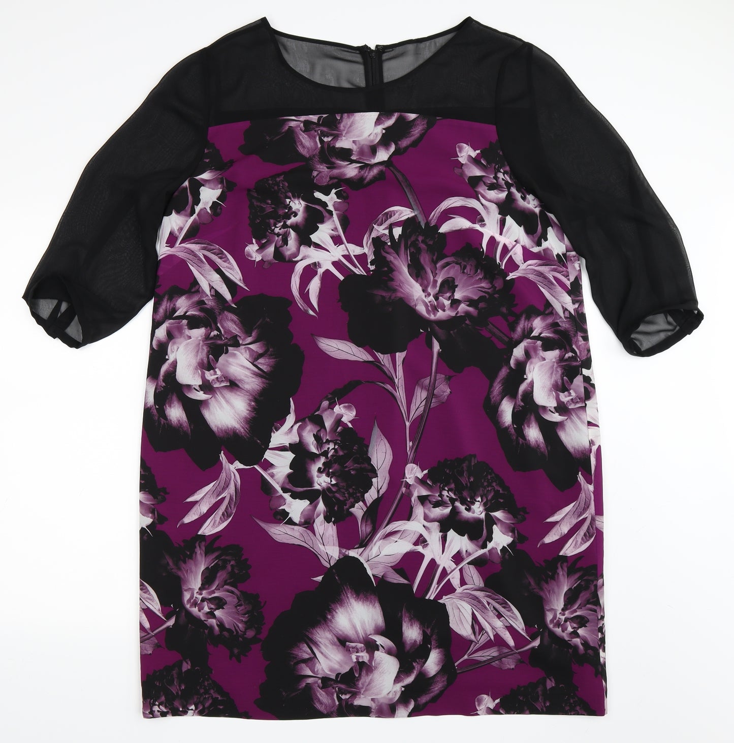 Preworn Womens Black Floral  Shift  Size 20