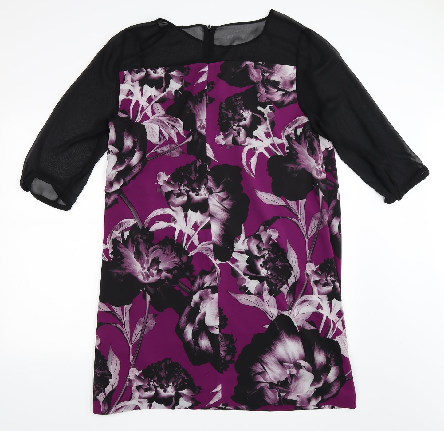 Preworn Womens Black Floral  Shift  Size 20