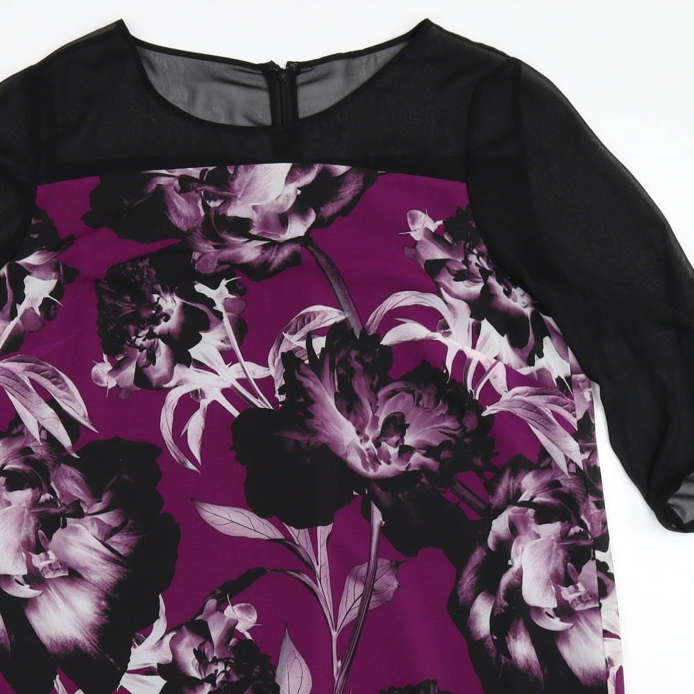 Preworn Womens Black Floral  Shift  Size 20