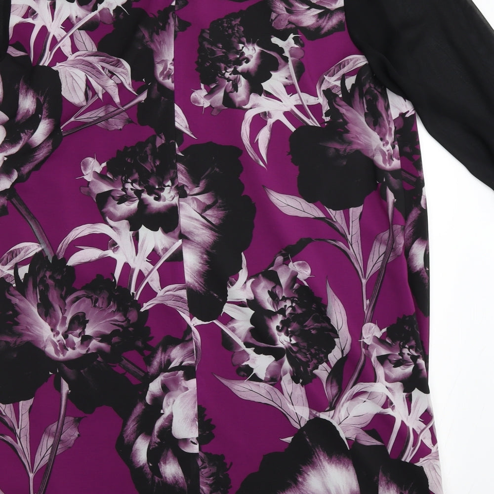 Preworn Womens Black Floral  Shift  Size 20
