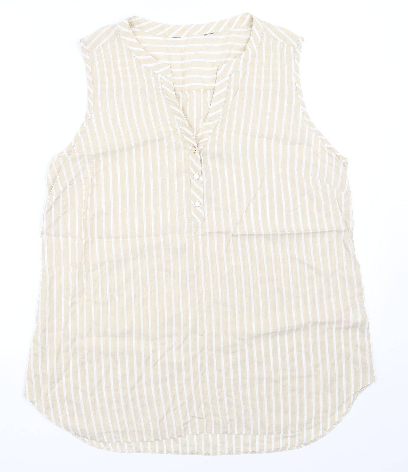 F&F Womens Beige Striped  Basic Blouse Size 14