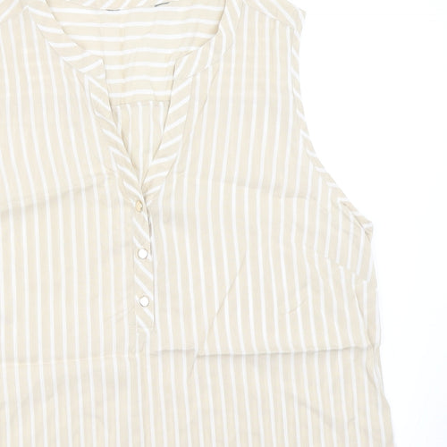 F&F Womens Beige Striped  Basic Blouse Size 14