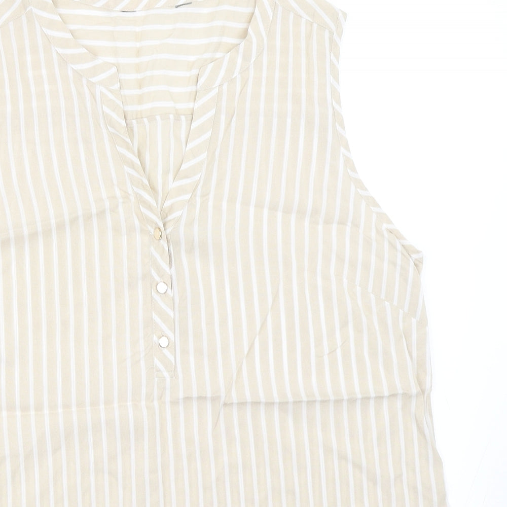 F&F Womens Beige Striped  Basic Blouse Size 14