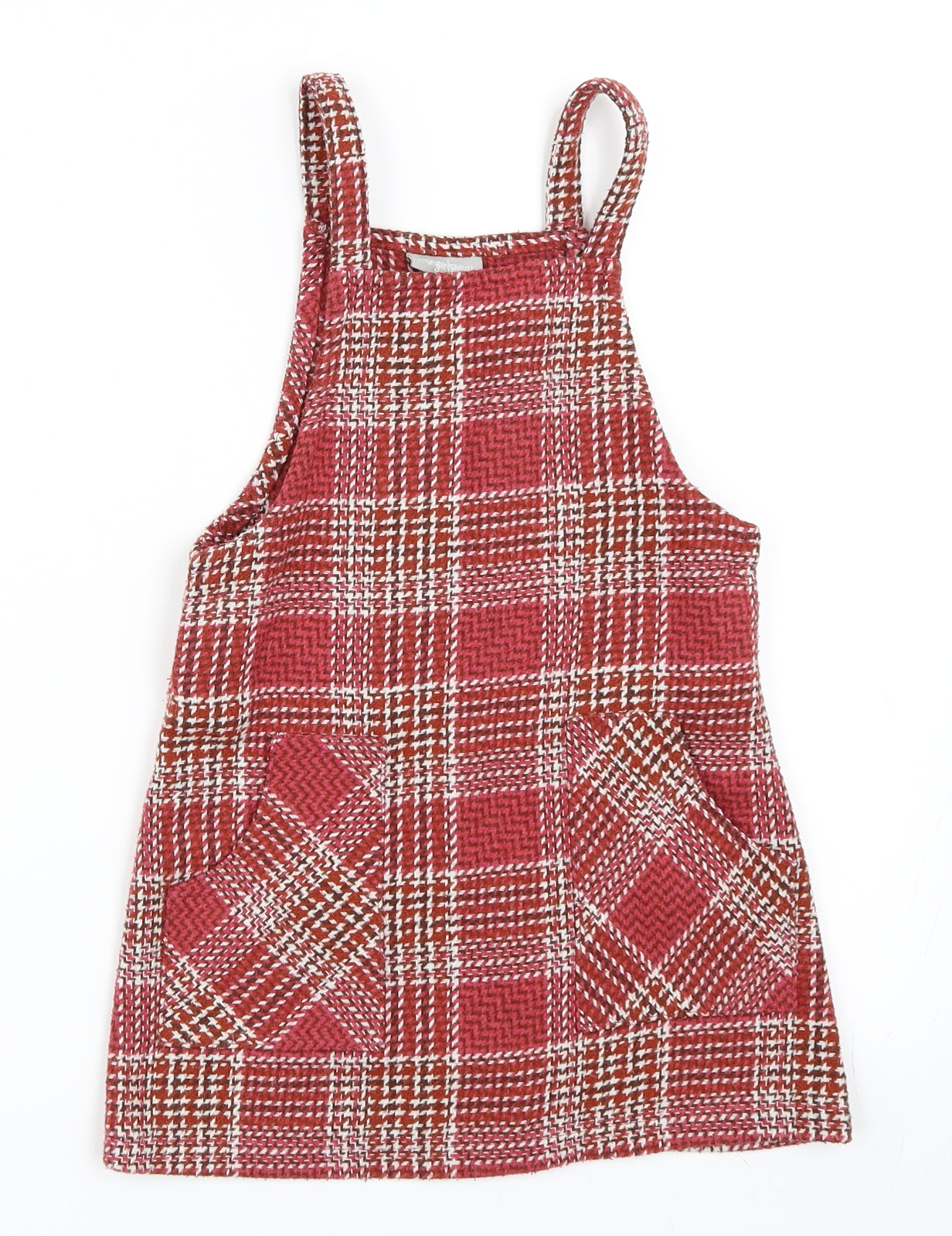 Matalan Girls Red Check  Pinafore/Dungaree Dress  Size 5 Years