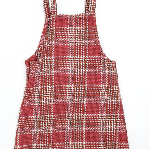Matalan Girls Red Check  Pinafore/Dungaree Dress  Size 5 Years