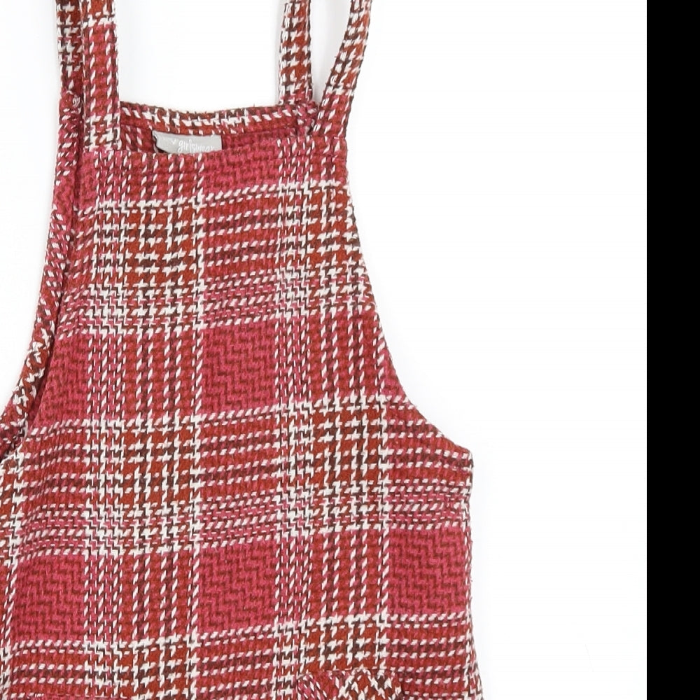 Matalan Girls Red Check  Pinafore/Dungaree Dress  Size 5 Years