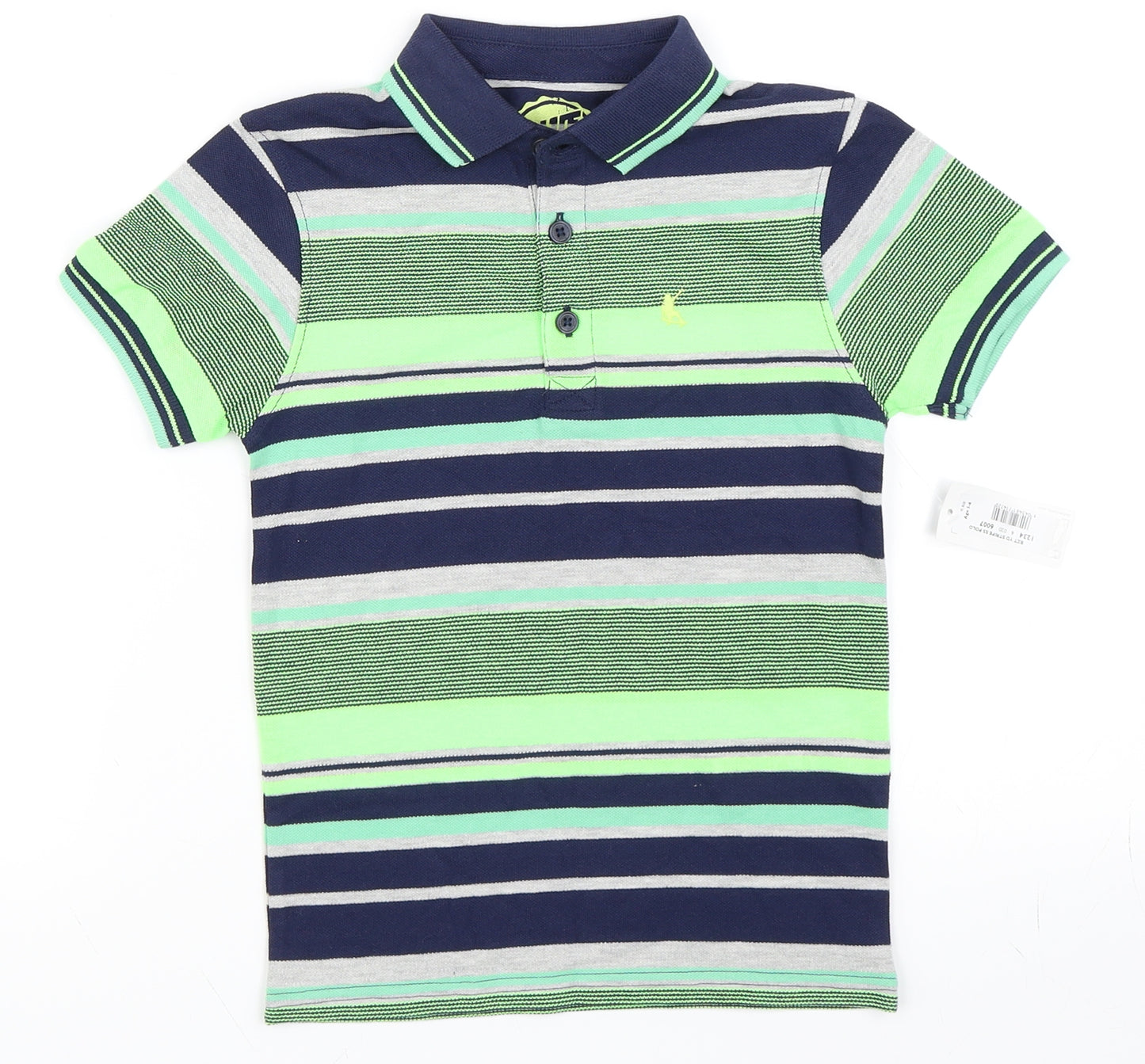 Blue Zoo Boys Green Striped  Basic Polo Size 5-6 Years