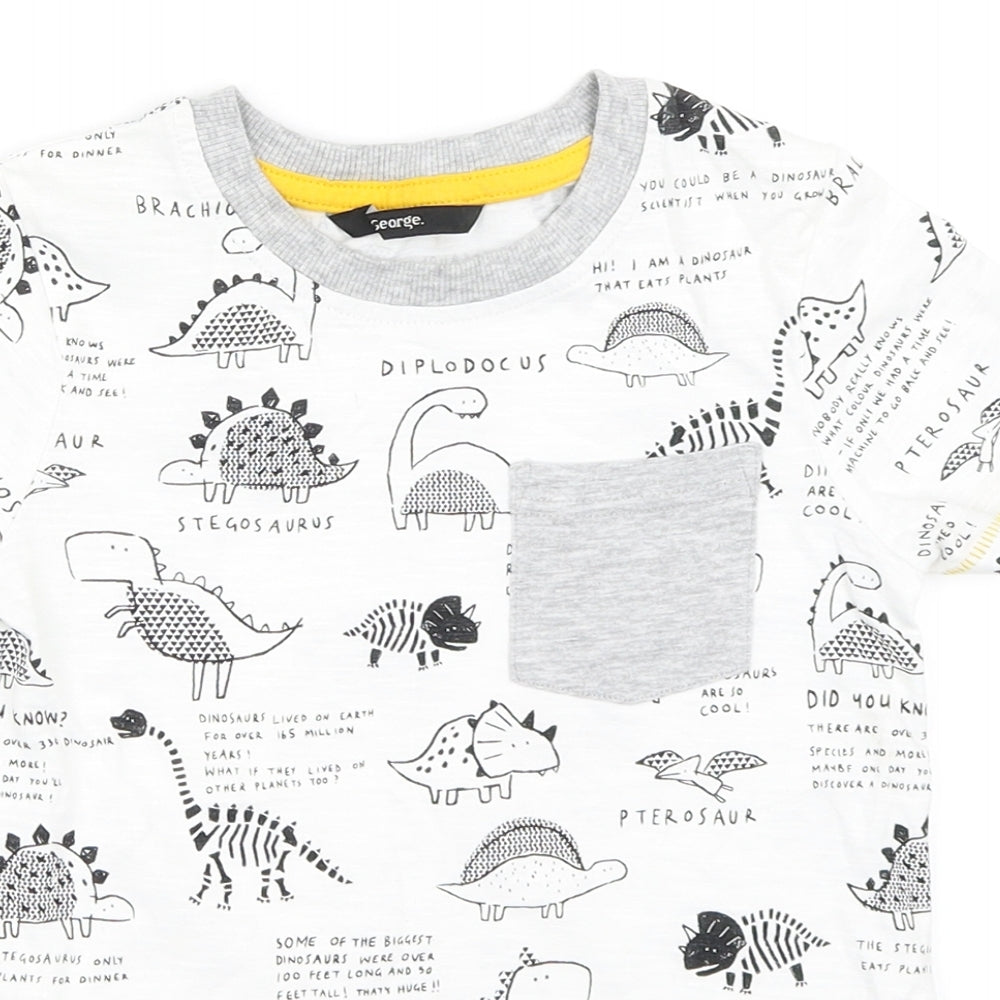 George Boys White   Basic T-Shirt Size 4-5 Years  - Dinosaur