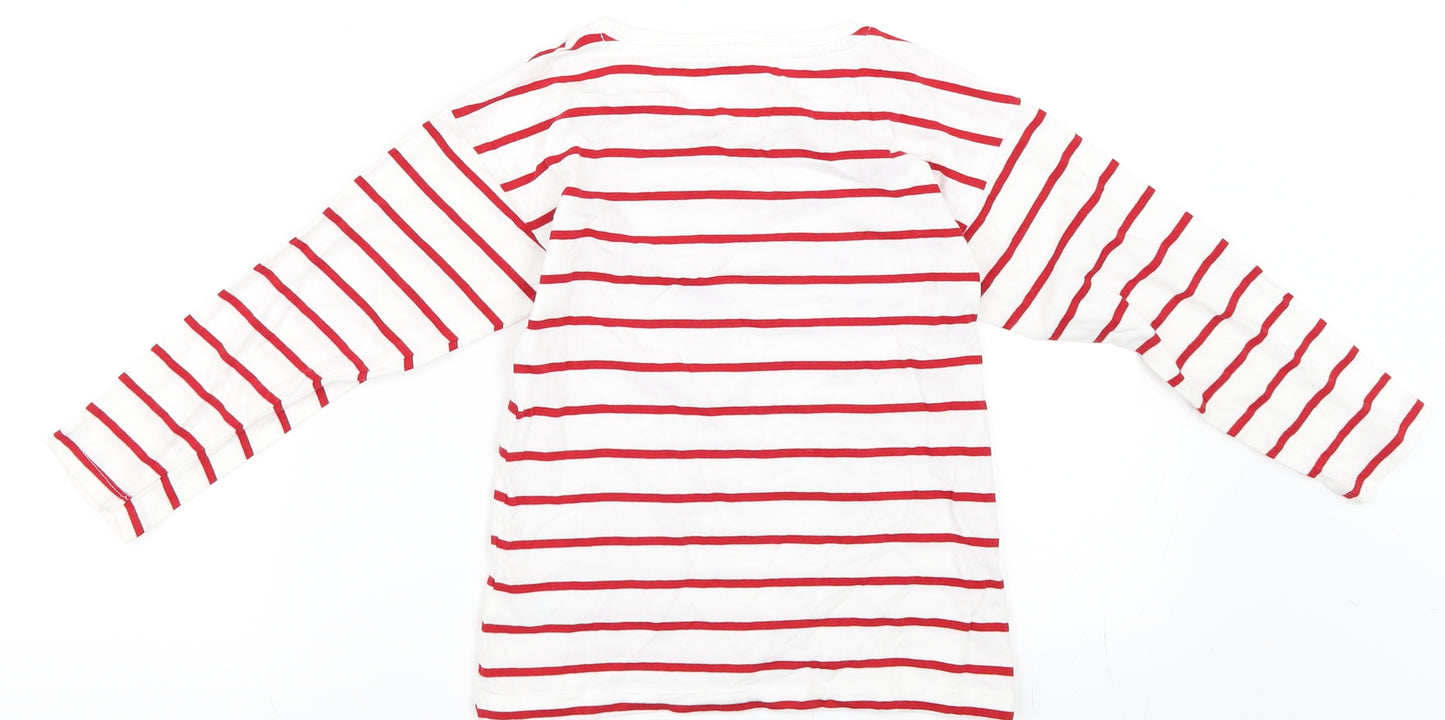 St Bernard Girls Red Striped  Basic T-Shirt Size 7 Years