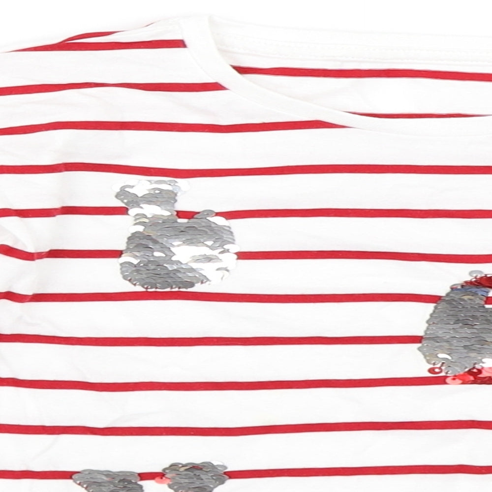 St Bernard Girls Red Striped  Basic T-Shirt Size 7 Years