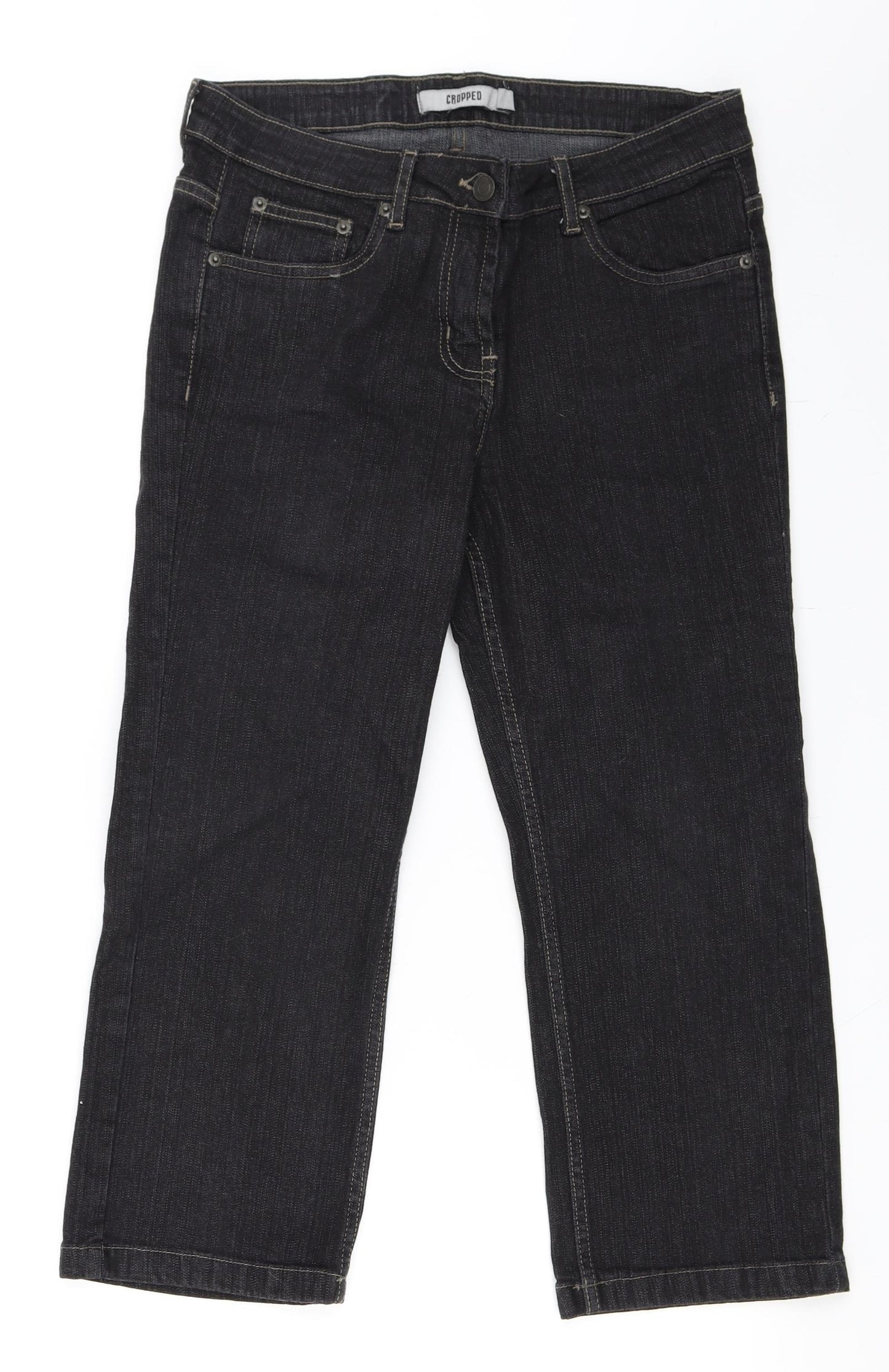 TU Womens Black  Denim Cropped Jeans Size 10 L22 in