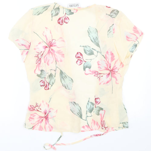 Satsuma London Womens Beige Floral  Cardigan Jumper Size M
