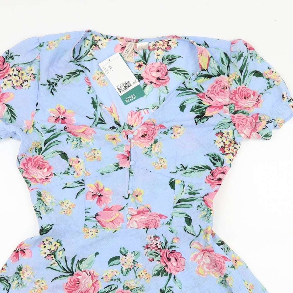 H&M Womens Blue   Skater Dress  Size 12