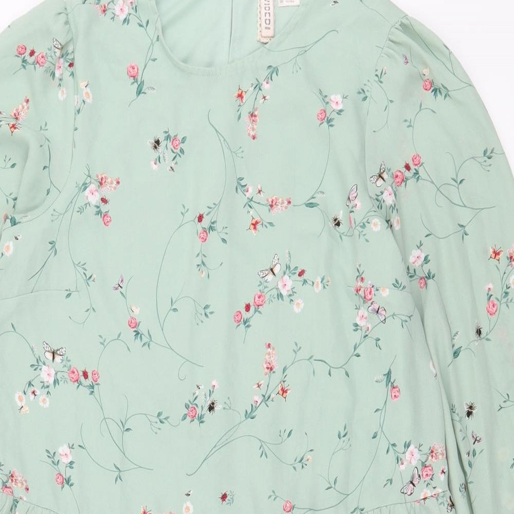 H&M Womens Green Floral  A-Line  Size 10