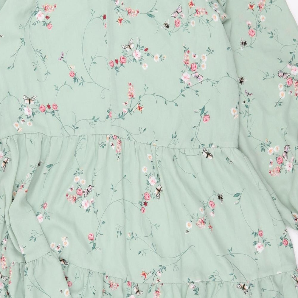 H&M Womens Green Floral  A-Line  Size 10