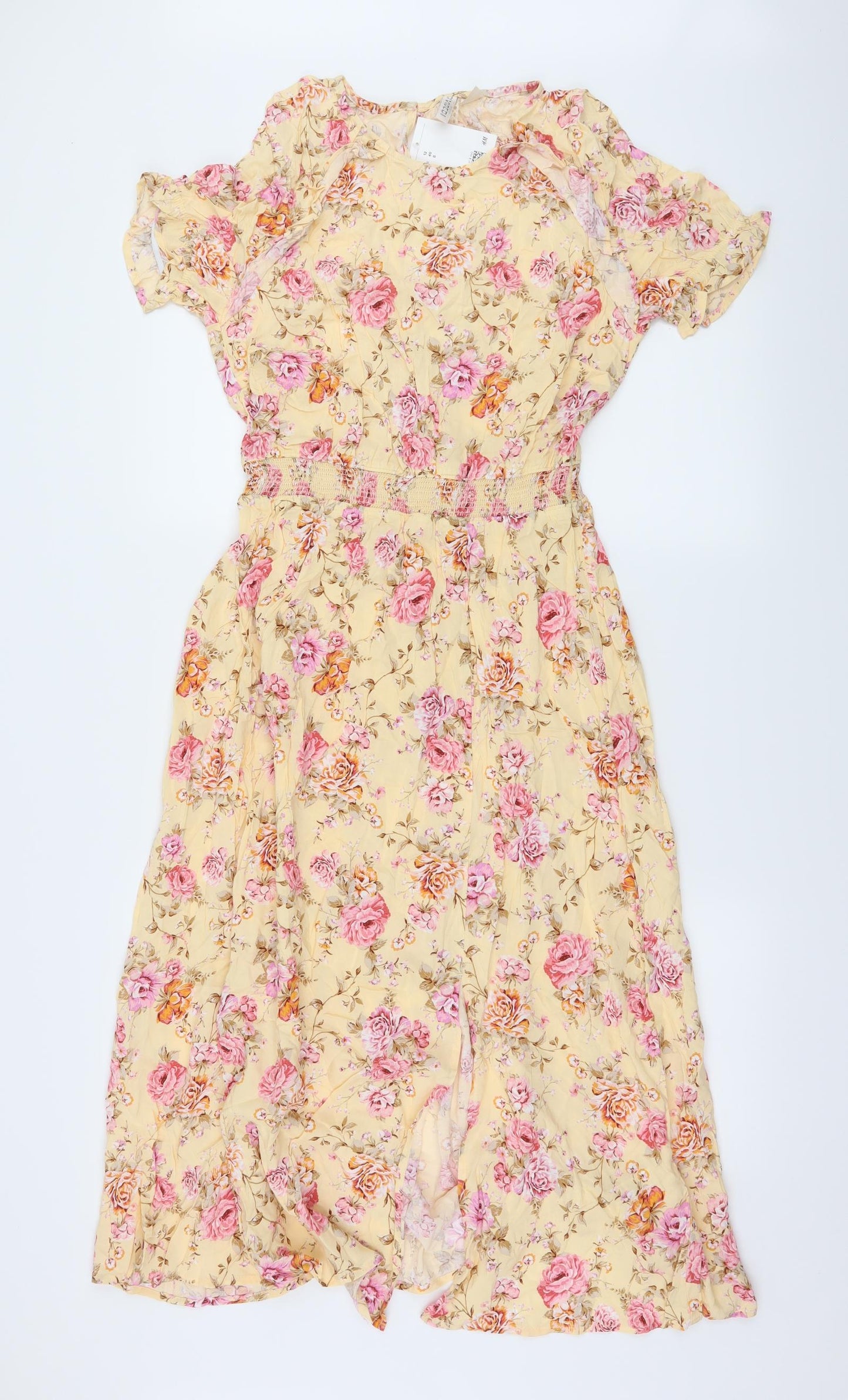 H&M Womens Yellow Floral  Maxi  Size 12