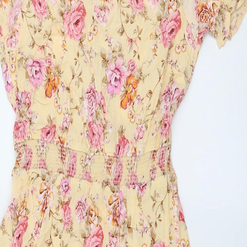 H&M Womens Yellow Floral  Maxi  Size 12