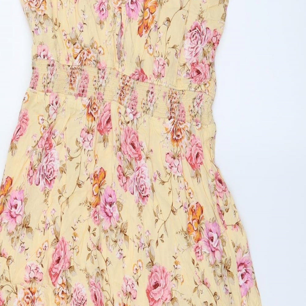 H&M Womens Yellow Floral  Maxi  Size 12