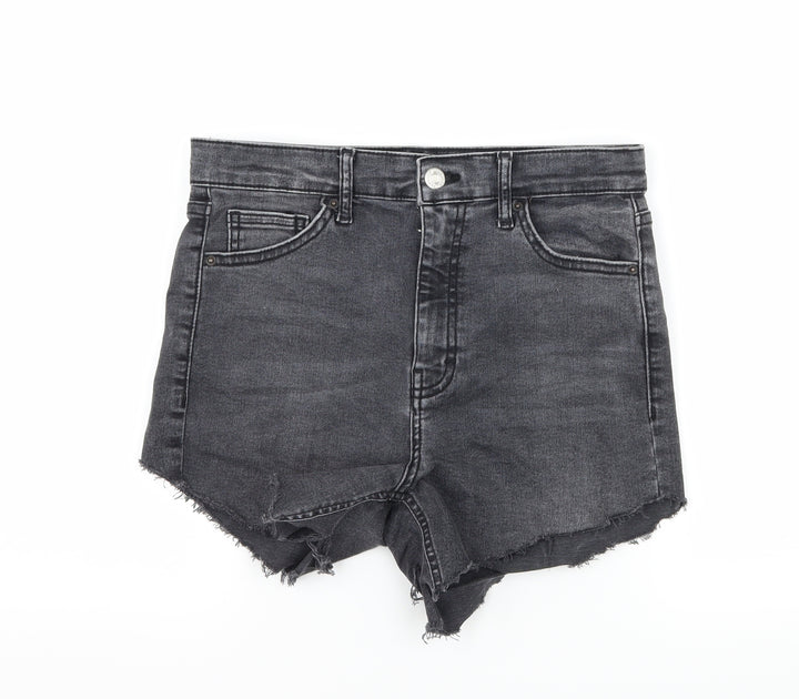 Topshop Womens Grey  Denim Hot Pants Shorts Size 30 in - Distressed