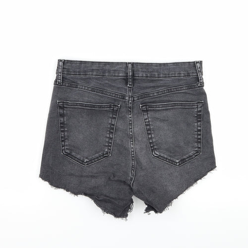 Topshop Womens Grey  Denim Hot Pants Shorts Size 30 in - Distressed