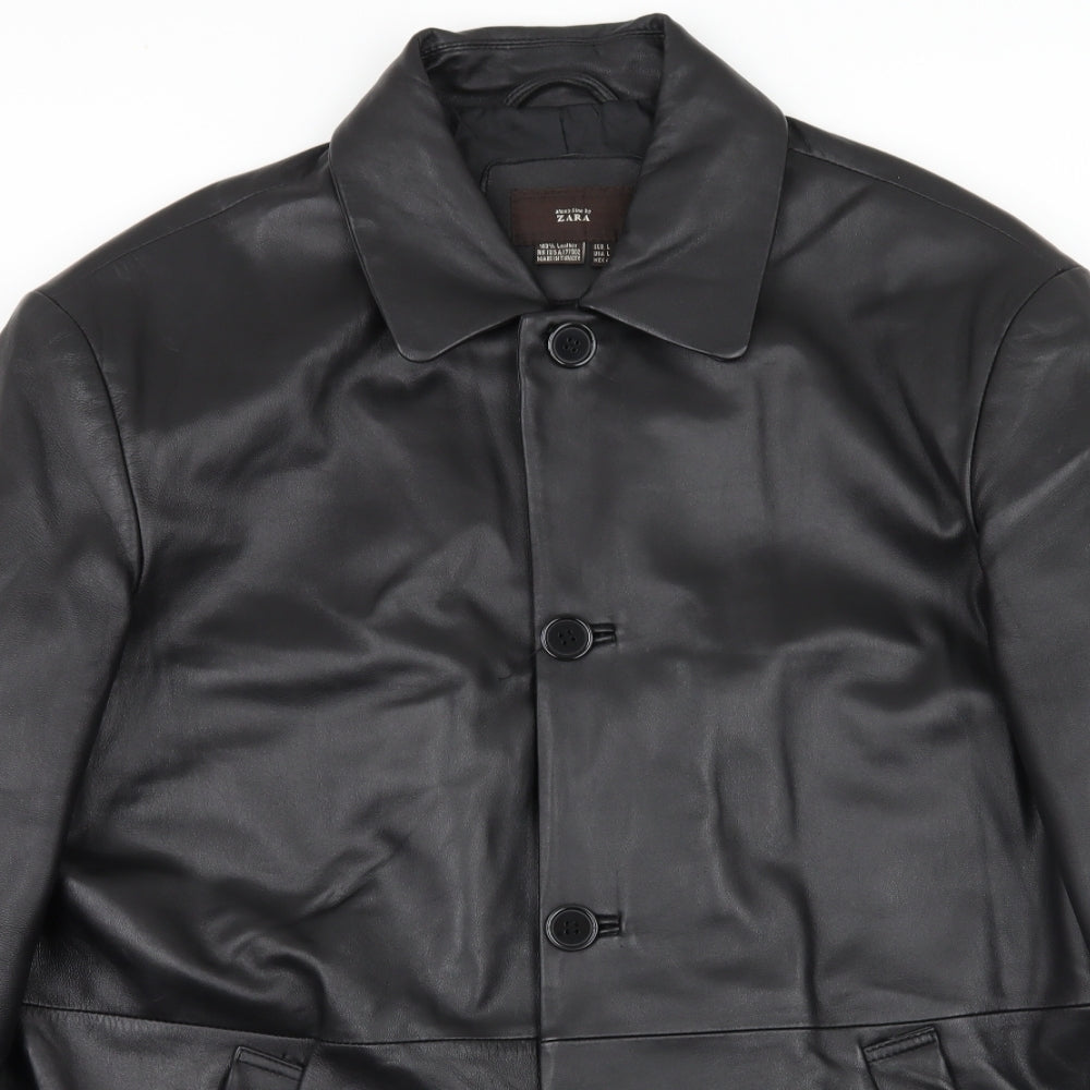 Zara Mens Black   Overcoat Coat Size L