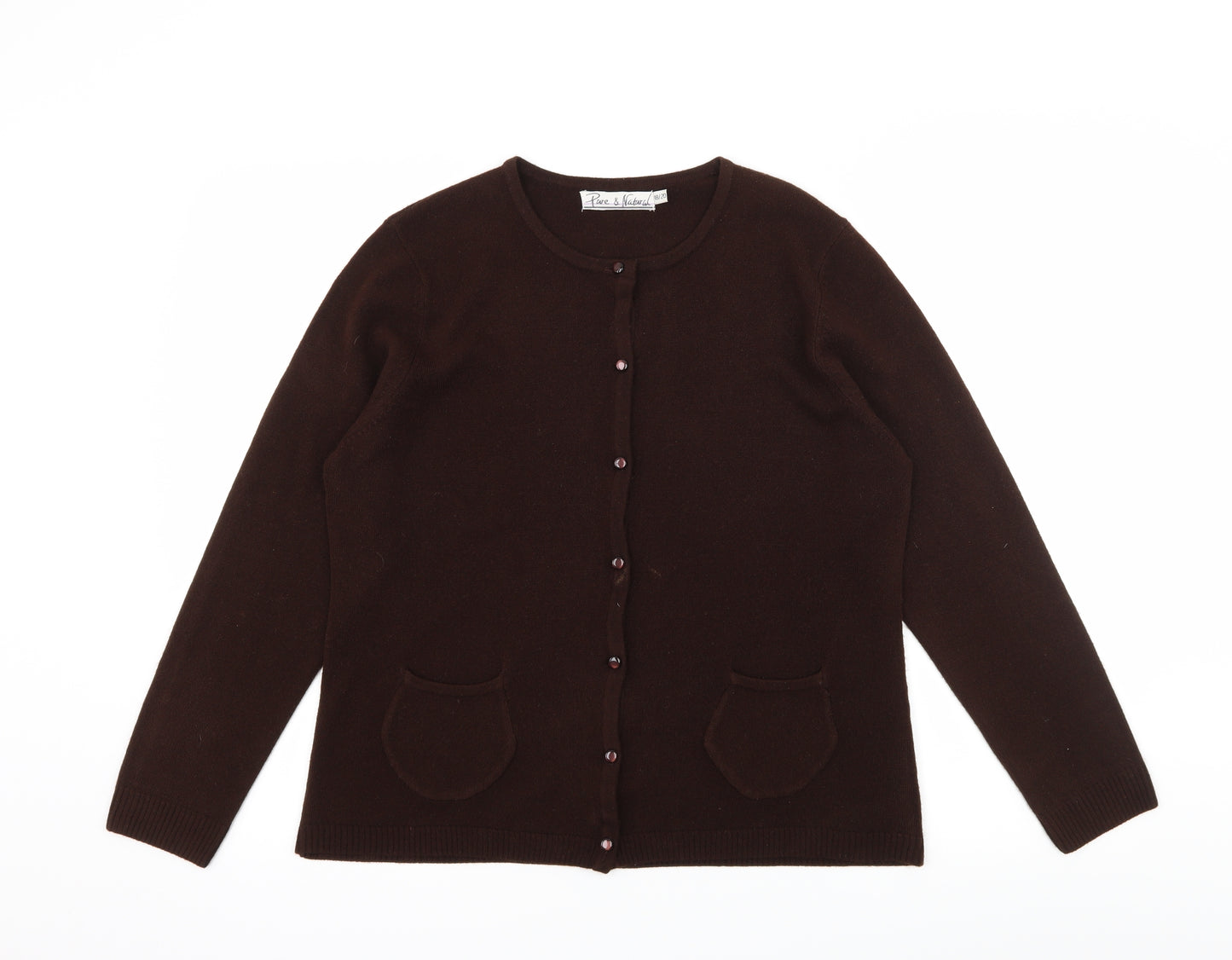 Pure & Natural Womens Brown  Knit Cardigan Jumper Size 18