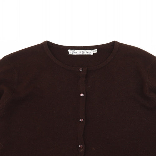 Pure & Natural Womens Brown  Knit Cardigan Jumper Size 18