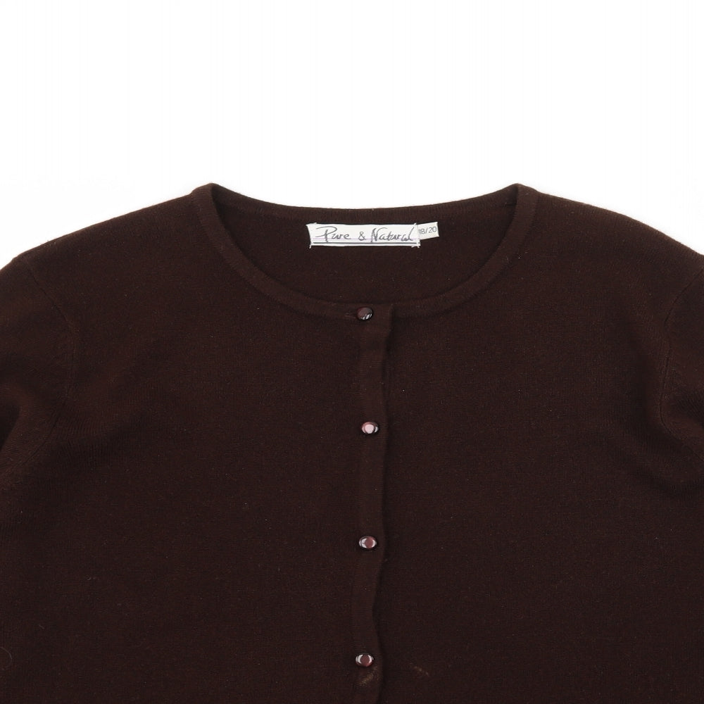 Pure & Natural Womens Brown  Knit Cardigan Jumper Size 18