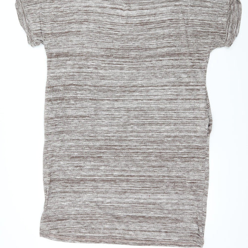 JCL Womens Brown Striped Jersey Basic T-Shirt Size M
