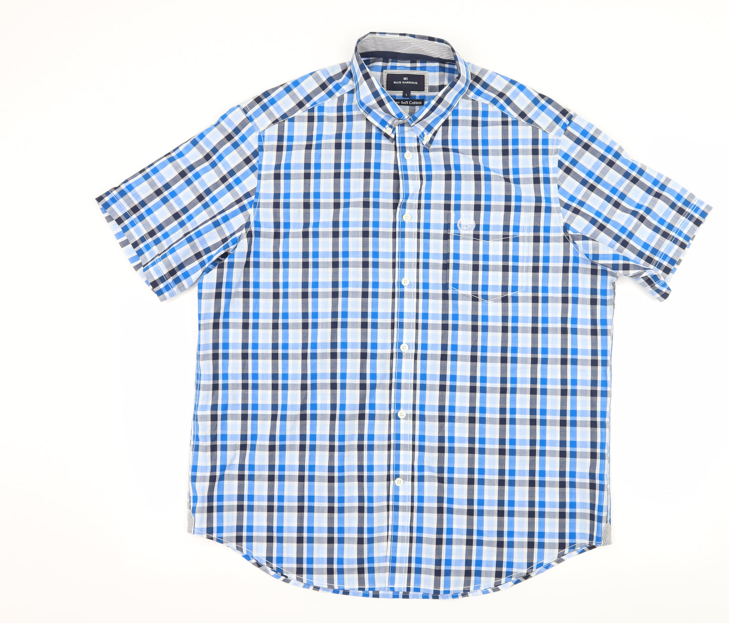 Blue Harbour Mens Blue Check   Button-Up Size L