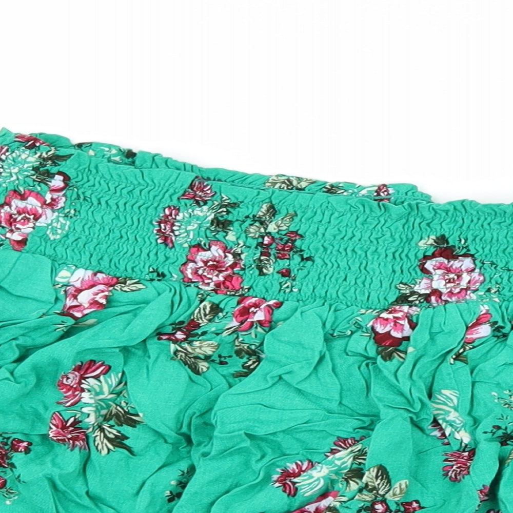Primark Womens Green Floral  Hot Pants Shorts Size 14