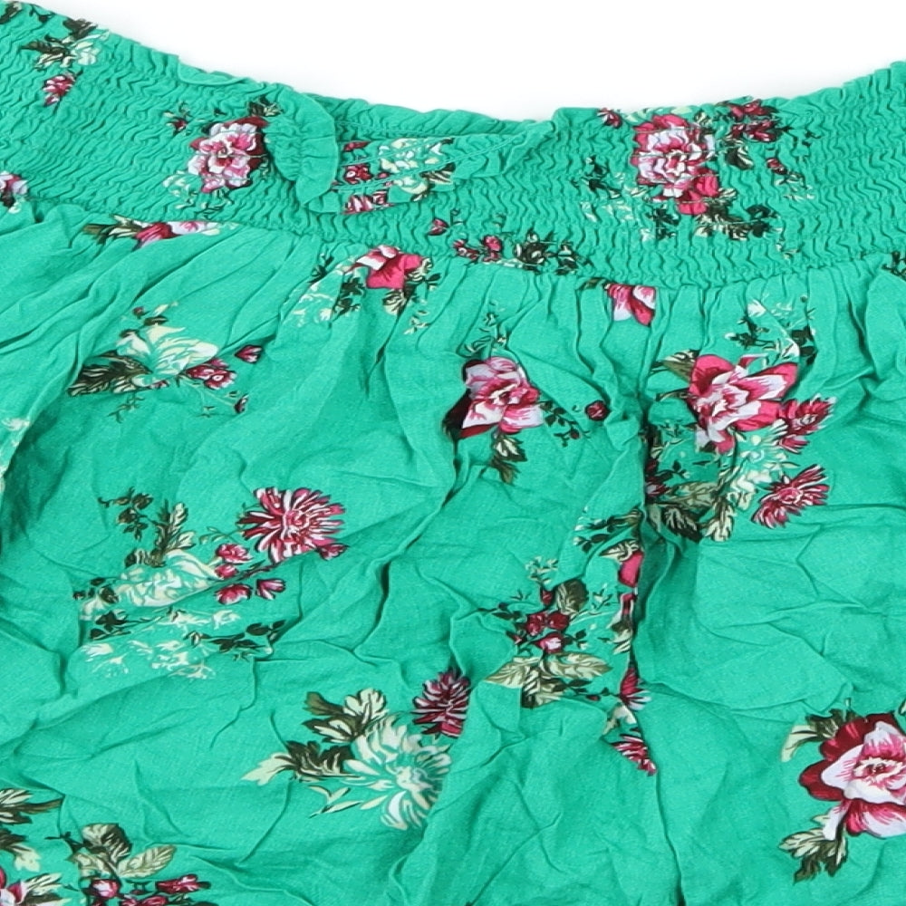 Primark Womens Green Floral  Hot Pants Shorts Size 14