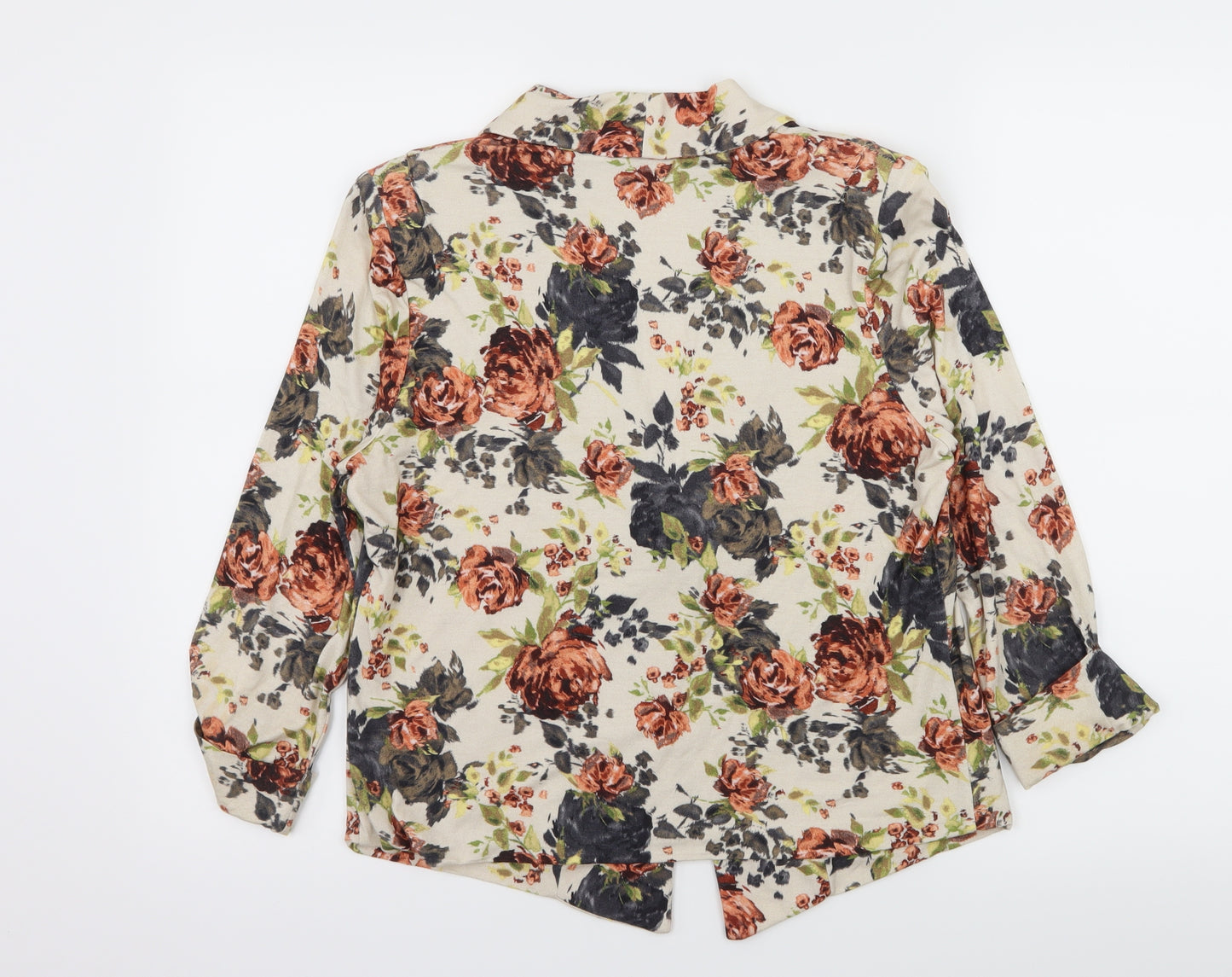 Roman Womens Ivory Floral Jersey Basic Blouse Size 12