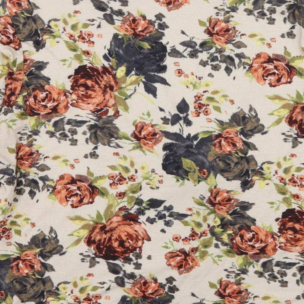 Roman Womens Ivory Floral Jersey Basic Blouse Size 12
