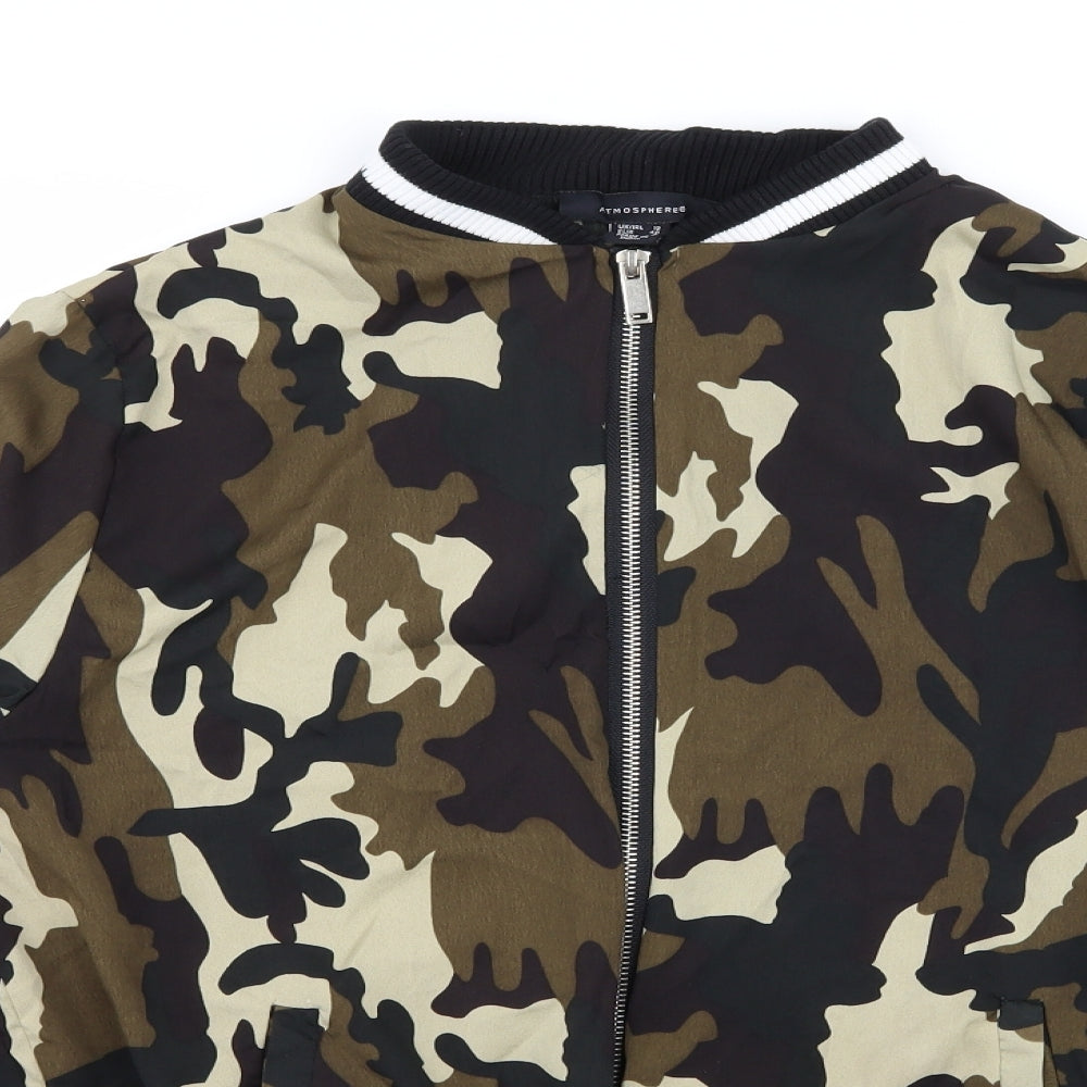 Atmosphere Womens Green Camouflage  Bomber Jacket Jacket Size 12
