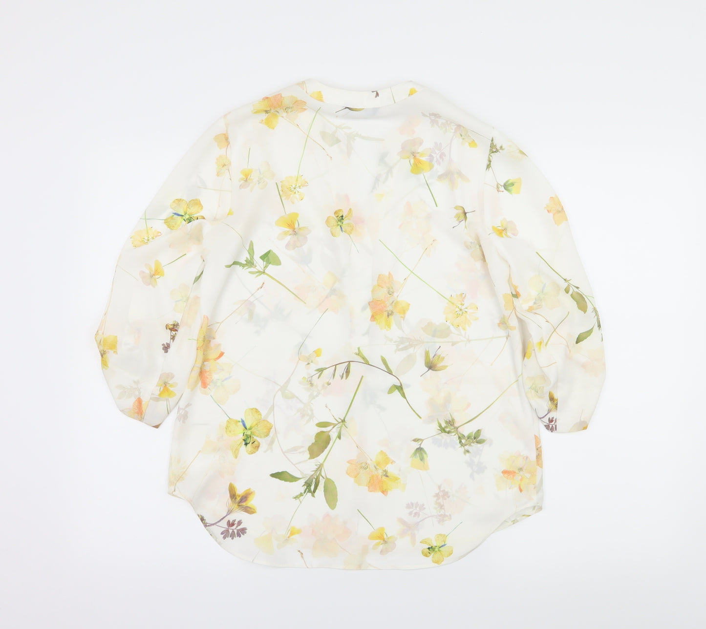 Roman Womens White Floral  Basic Blouse Size 10