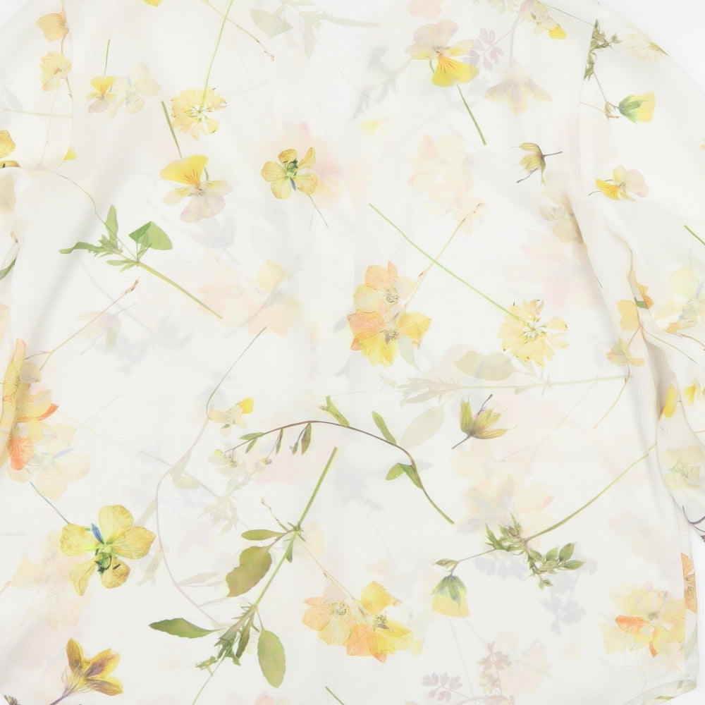 Roman Womens White Floral  Basic Blouse Size 10