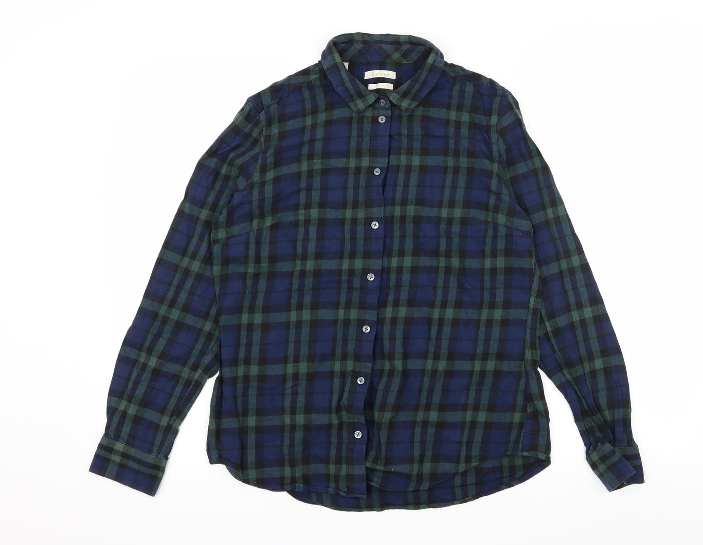 Barbour Womens Blue Check  Basic Button-Up Size 12
