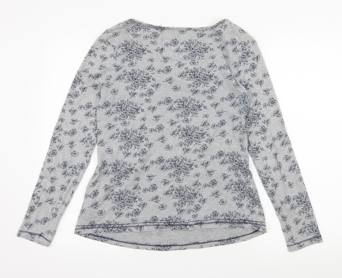 Rocha John Rocha Womens Grey Floral Jersey Basic T-Shirt Size 10