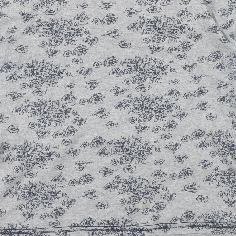 Rocha John Rocha Womens Grey Floral Jersey Basic T-Shirt Size 10