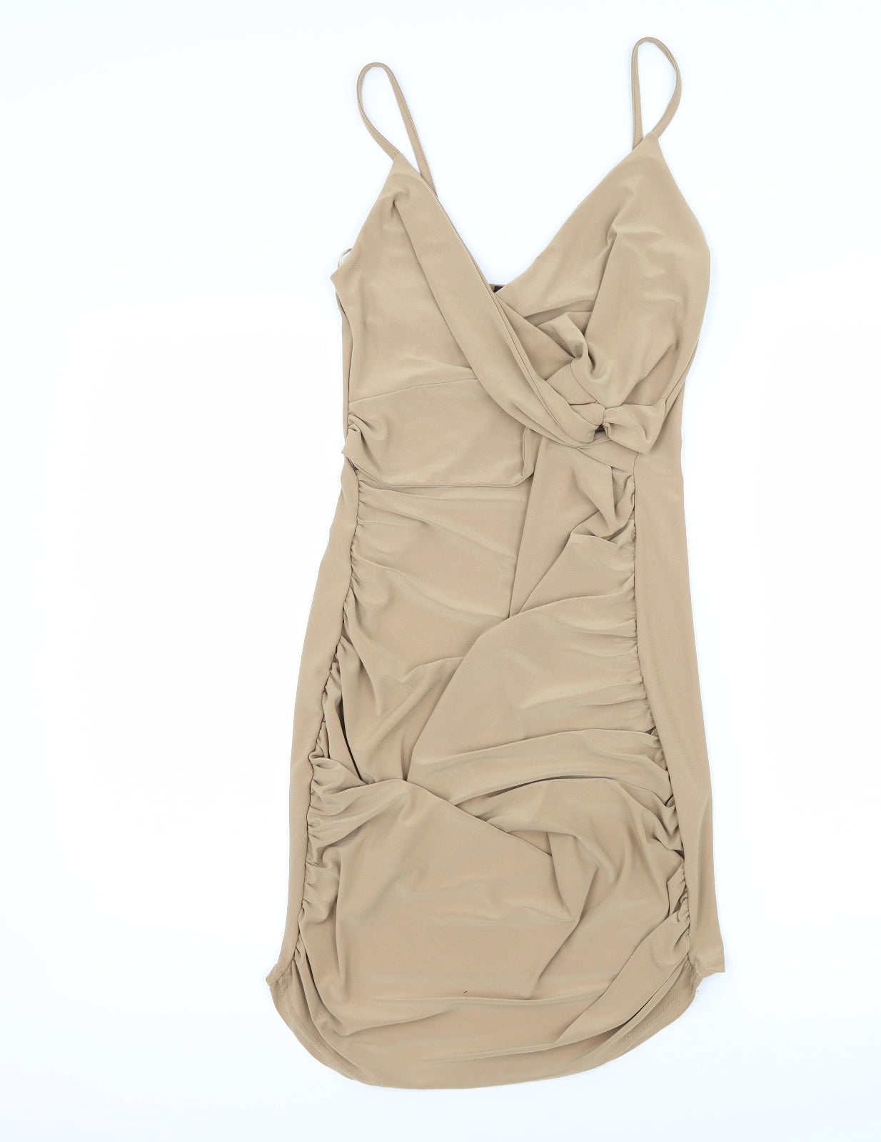 Kiah Womens Beige   Slip Dress  Size 12  - Ruched