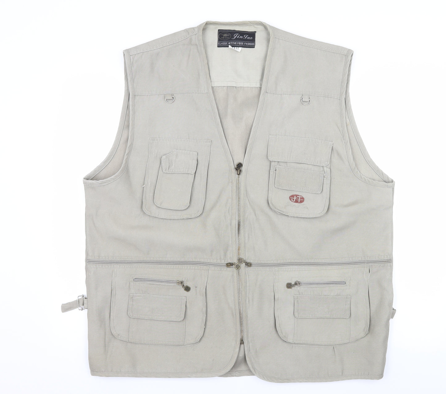 Jin Jao Mens Beige   Gilet Jacket Size 3XL