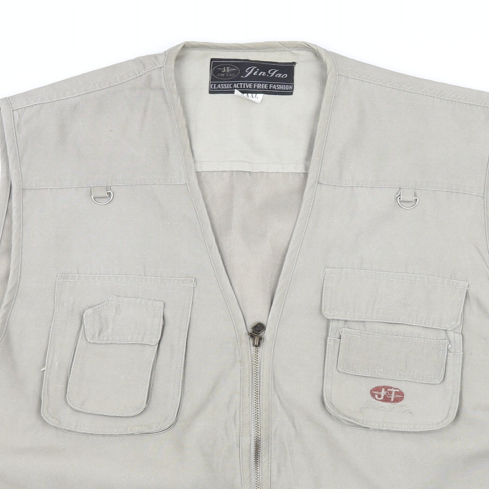 Jin Jao Mens Beige   Gilet Jacket Size 3XL