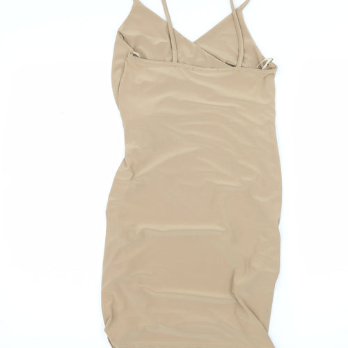 Kiah Womens Beige  Jersey Slip Dress  Size 10  - Ruched