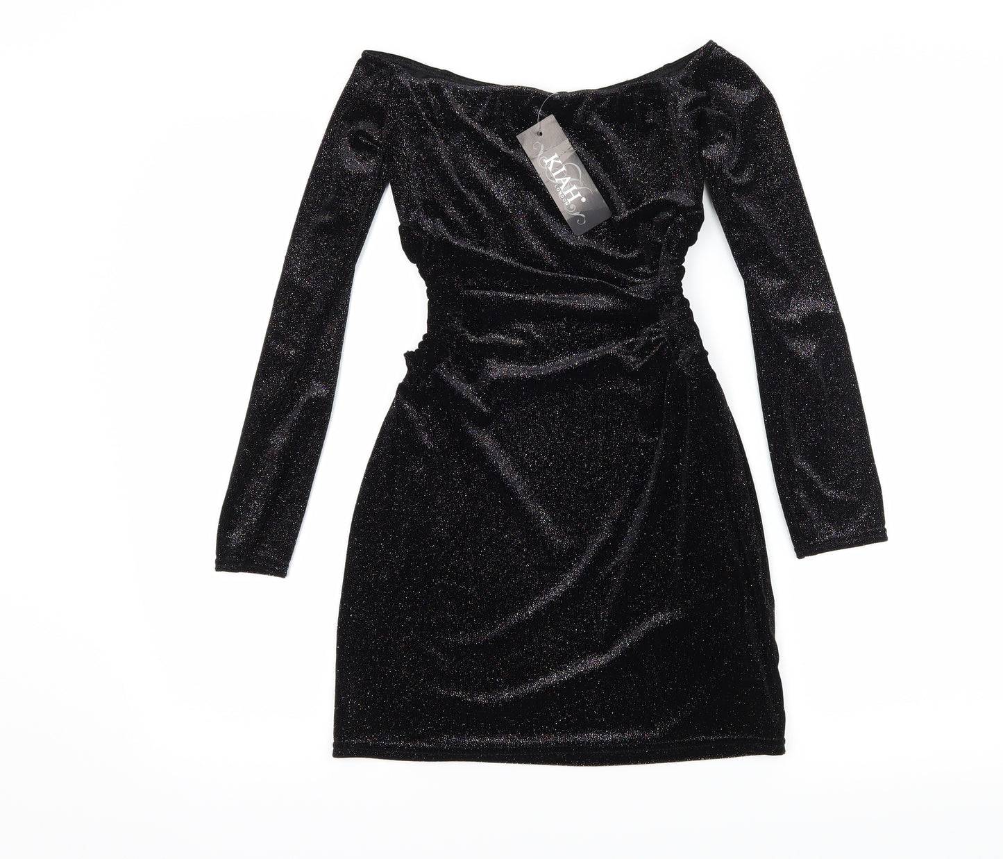 Kiah Womens Black  Velvet Bodycon  Size 10  - Cut Out Sides
