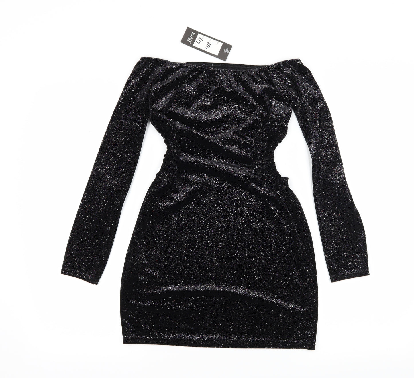 Kiah Womens Black  Velvet Bodycon  Size 10  - Cut Out Sides