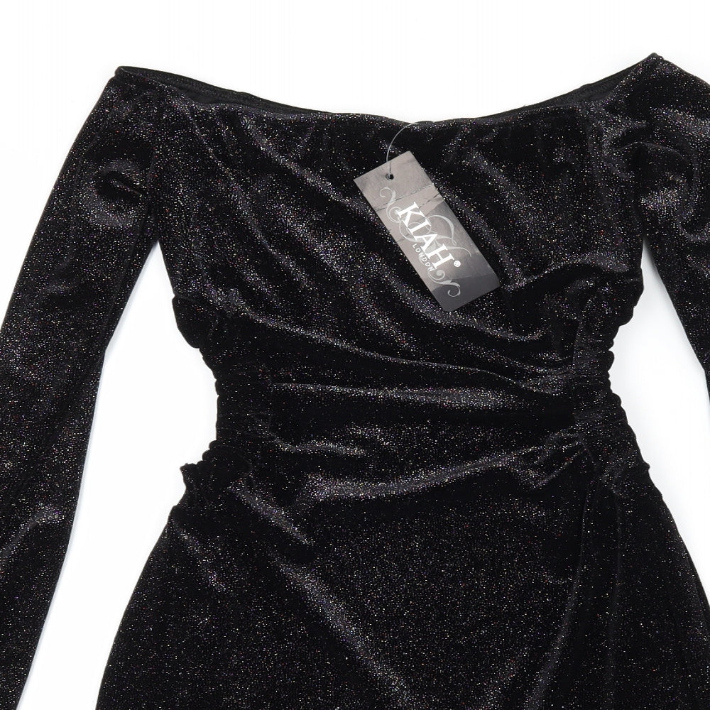 Kiah Womens Black  Velvet Bodycon  Size 10  - Cut Out Sides